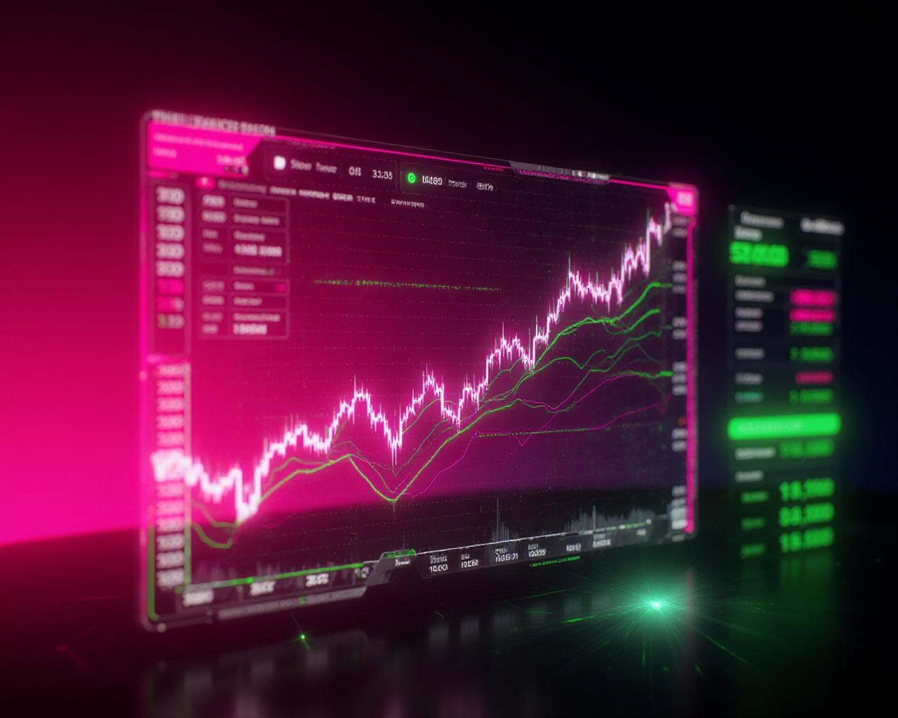 Futuristic holographic market data visualization
